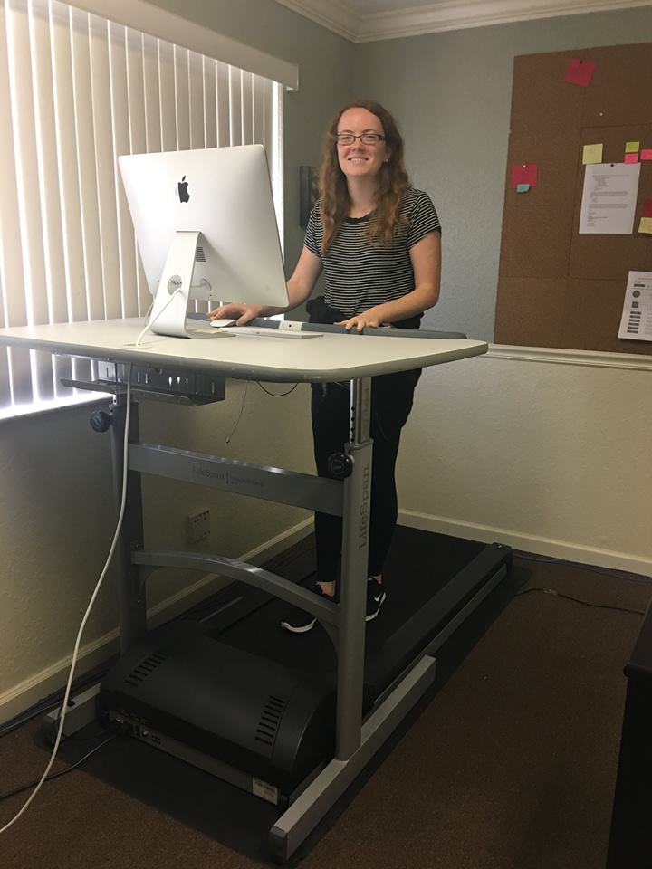 Rhiannon walking on treadmill desk