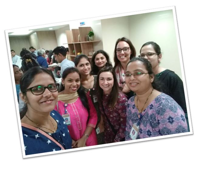 Group picture in India with girls from the hospital