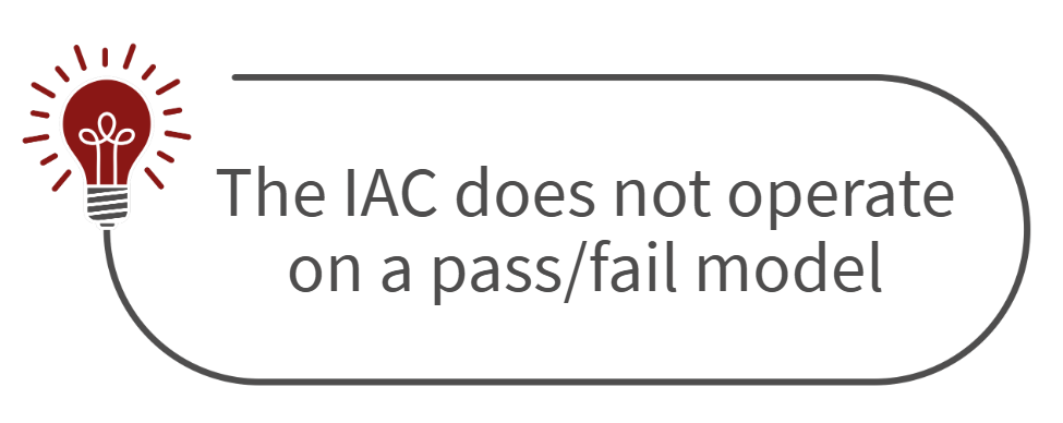 The IAC oes not operate on a pass fail model