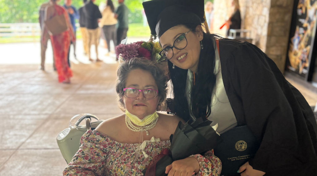 Sierra Hendren with her mother on graduation day